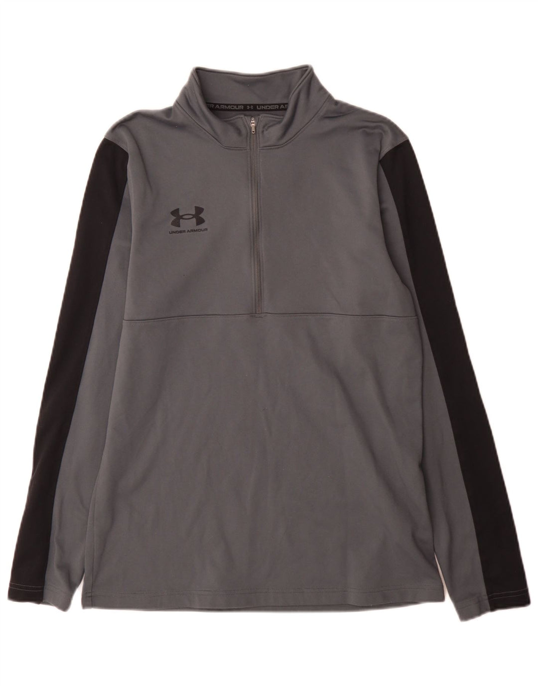 Under Armour Womens Zip Neck Regular Fit Top Long Sleeve Medium Grey Sports