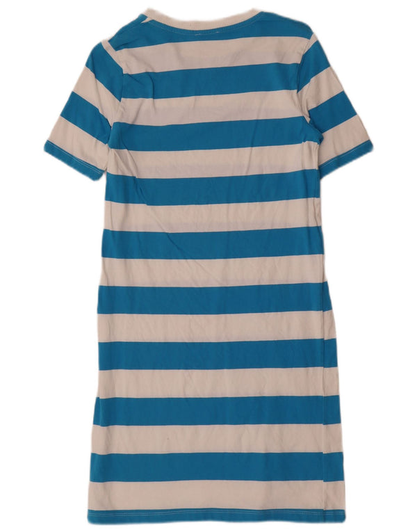 Benetton Womens T-Shirt Dress UK 6 XS Blue Striped Cotton