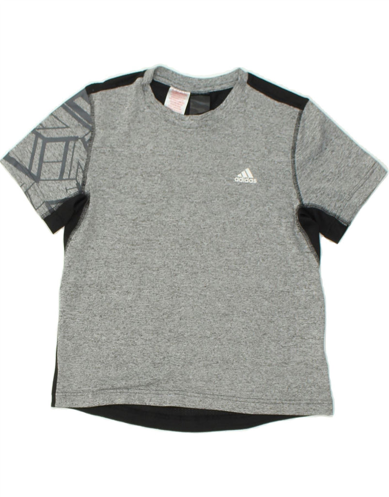 ADIDAS Boys Graphic T-Shirt Top 11-12 Years Grey Colourblock Polyester | Vintage Adidas | Thrift | Second-Hand Adidas | Used Clothing | Messina Hembry 