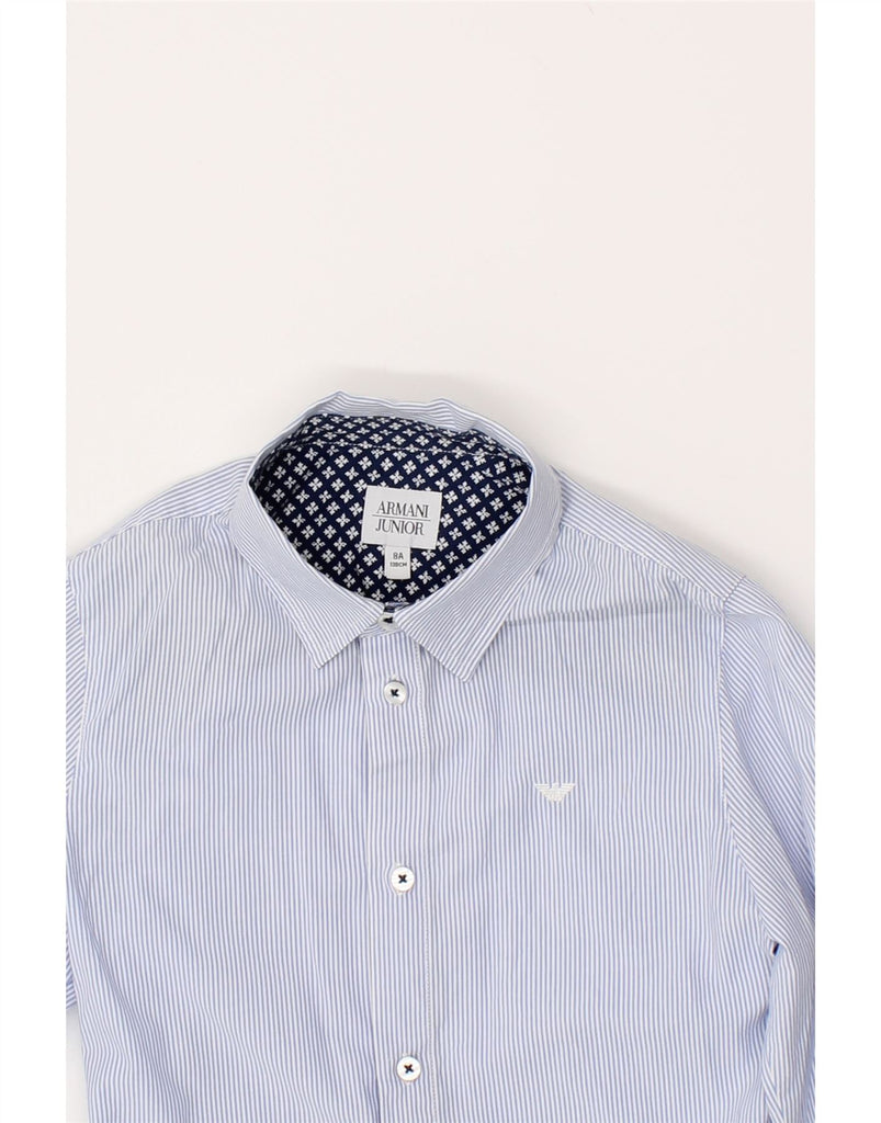 ARMANI JUNIOR Boys Shirt 7-8 Years Blue Striped Cotton | Vintage Armani Junior | Thrift | Second-Hand Armani Junior | Used Clothing | Messina Hembry 