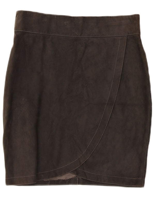 Vintage Womens Suede Skirt W28 Medium Black