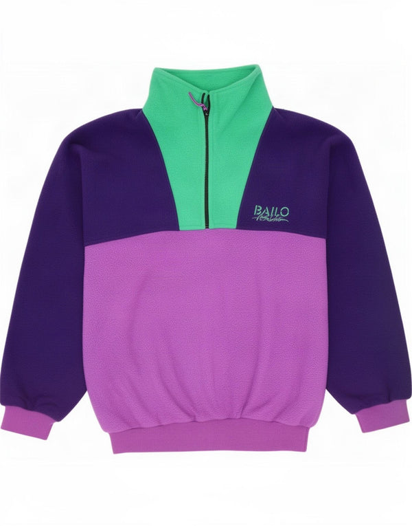Bailo Mens Zip Neck Fleece Jumper IT 52 Large Purple Colourblock