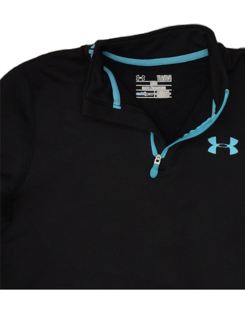 UNDER ARMOUR Boys Cold Gear Zip Neck Hoodie Jumper 11-12 Years Large Black | Vintage Under Armour | Thrift | Second-Hand Under Armour | Used Clothing | Messina Hembry 