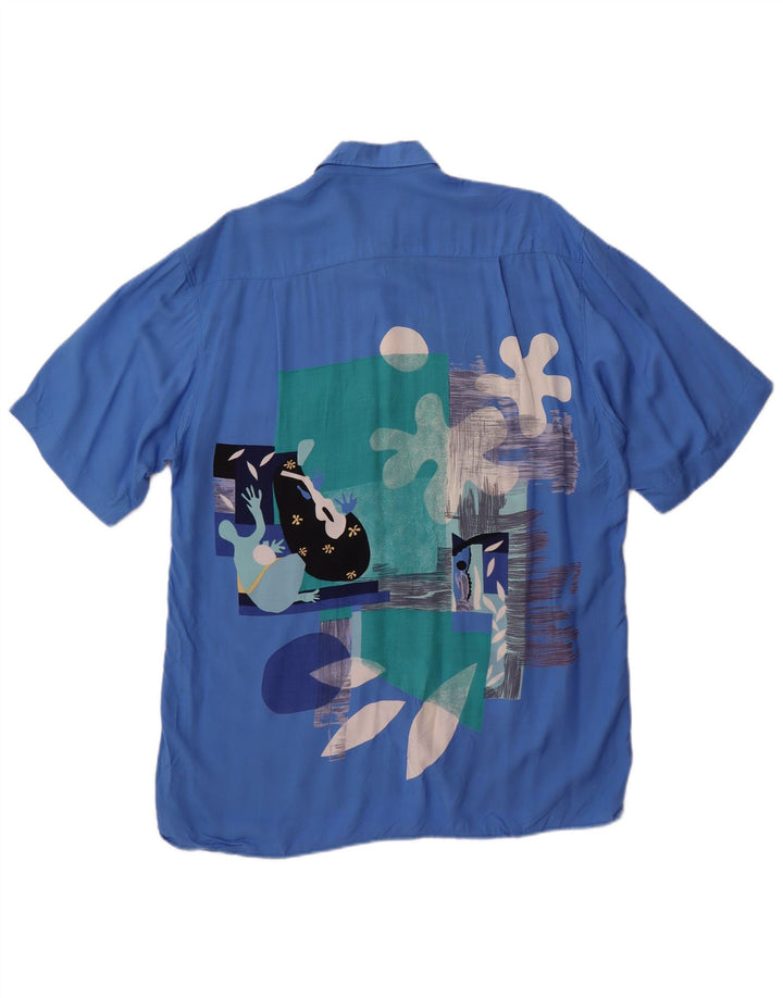 Studio Coletti Mens Graphic Short Sleeve Shirt Size 15 39/40 Medium Blue