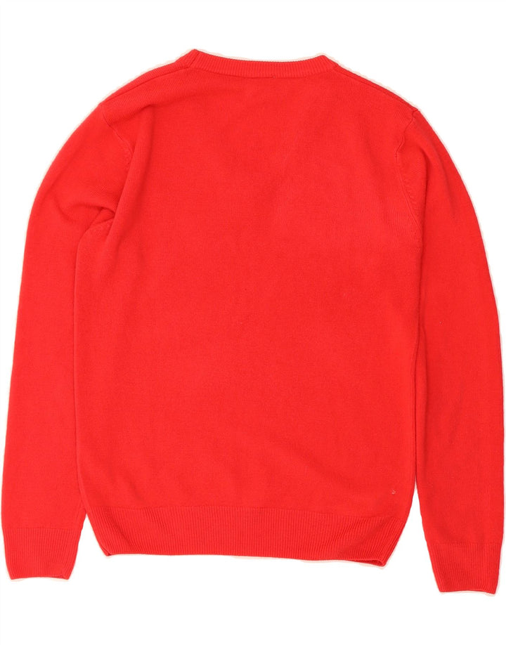 LACOSTE Womens V-Neck Jumper Sweater Size 40 Medium Red Cotton Vintage Lacoste and Second-Hand Lacoste from Messina Hembry 