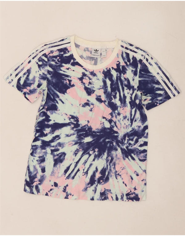 Adidas Womens T-Shirt Top UK 8 Small Multicoloured Tie Dye Cotton
