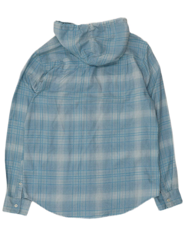 Nike Mens Hooded Flannel Shirt Small Blue Check Cotton