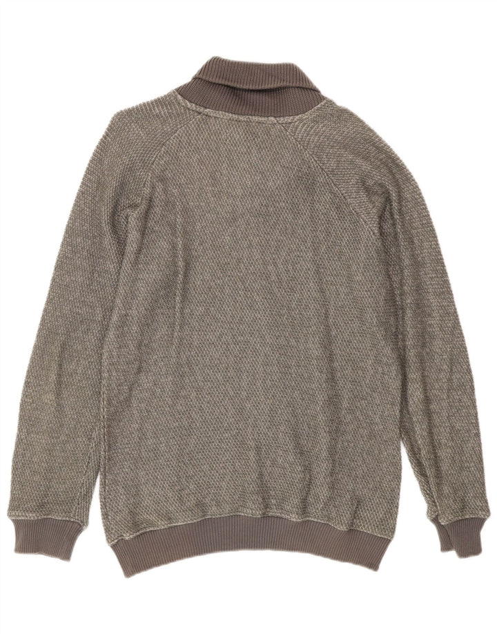 Zara Mens Shawl Neck Jumper Sweater Medium Green Cotton