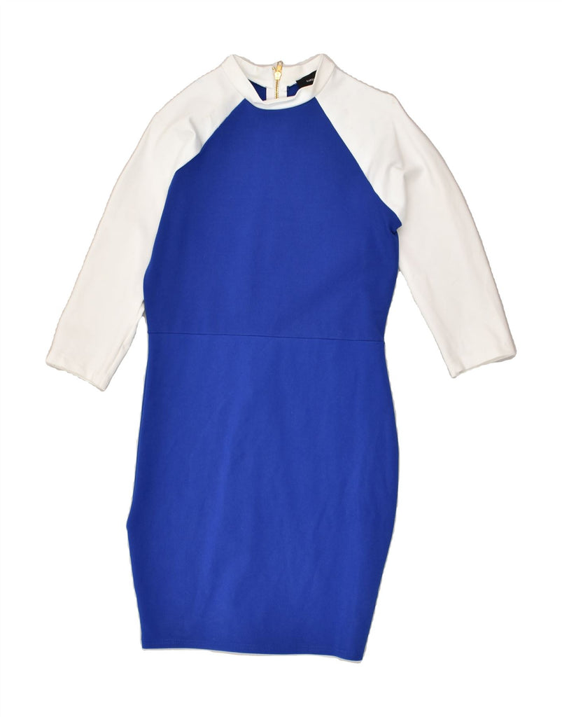 KAREN MILLEN Womens Sheath Dress UK 12 Medium  Blue Colourblock Viscose | Vintage Karen Millen | Thrift | Second-Hand Karen Millen | Used Clothing | Messina Hembry 
