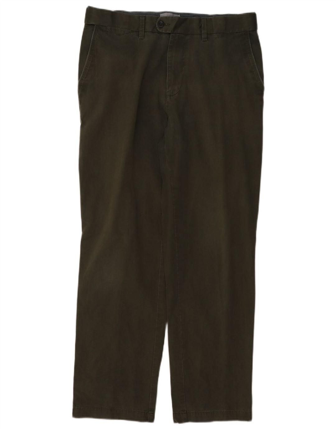 MARKS & SPENCER Mens Regular Fit Chino Trousers W34 L29 Khaki Cotton