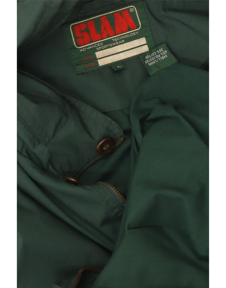 Slam Mens Hooded Utility Jacket UK 40 Large Green Polyester