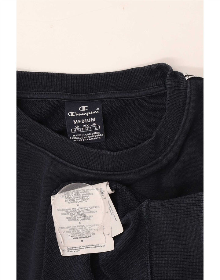 Champion Mens Graphic Sweatshirt Jumper Medium Navy Blue Colourblock Cotton