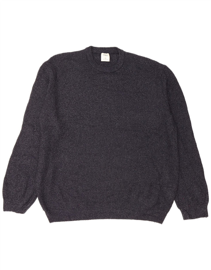 Marks & Spencer Mens Crew Neck Jumper Sweater 2XL Navy Blue Flecked