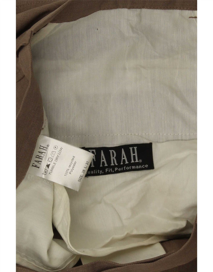Farah Mens Straight Chino Trousers W38 L31 Beige Polyester
