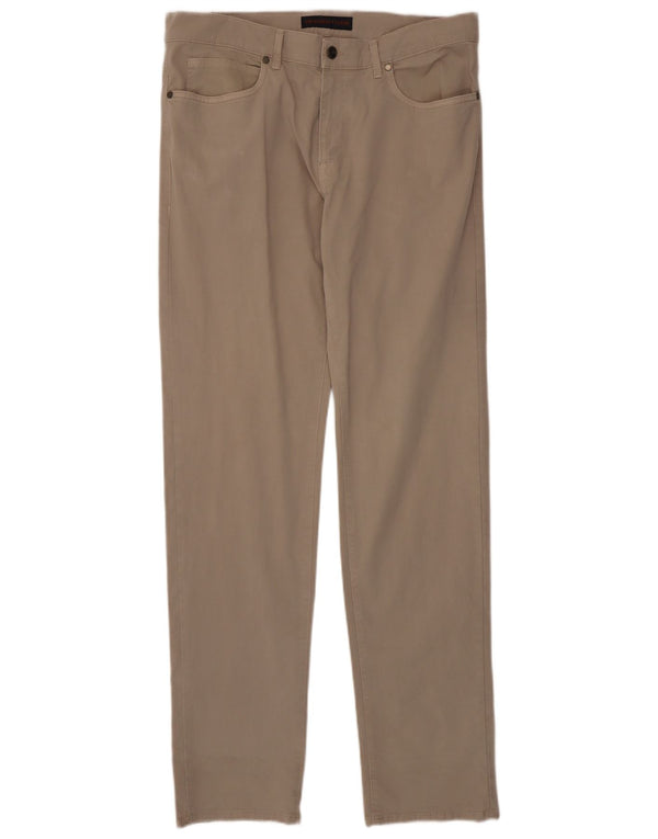 Trussardi Mens Straight Casual Trousers W37 L35 Beige Cotton