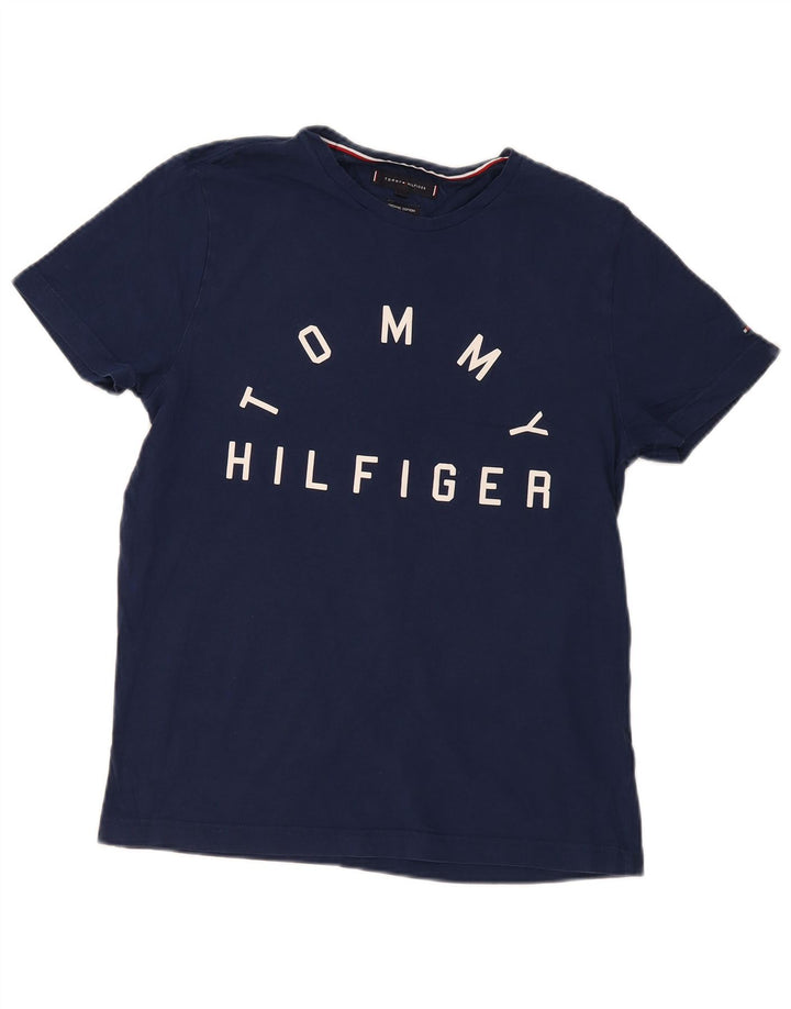 Tommy Hilfiger Womens Graphic T-Shirt Top UK 14 Medium Navy Blue Cotton