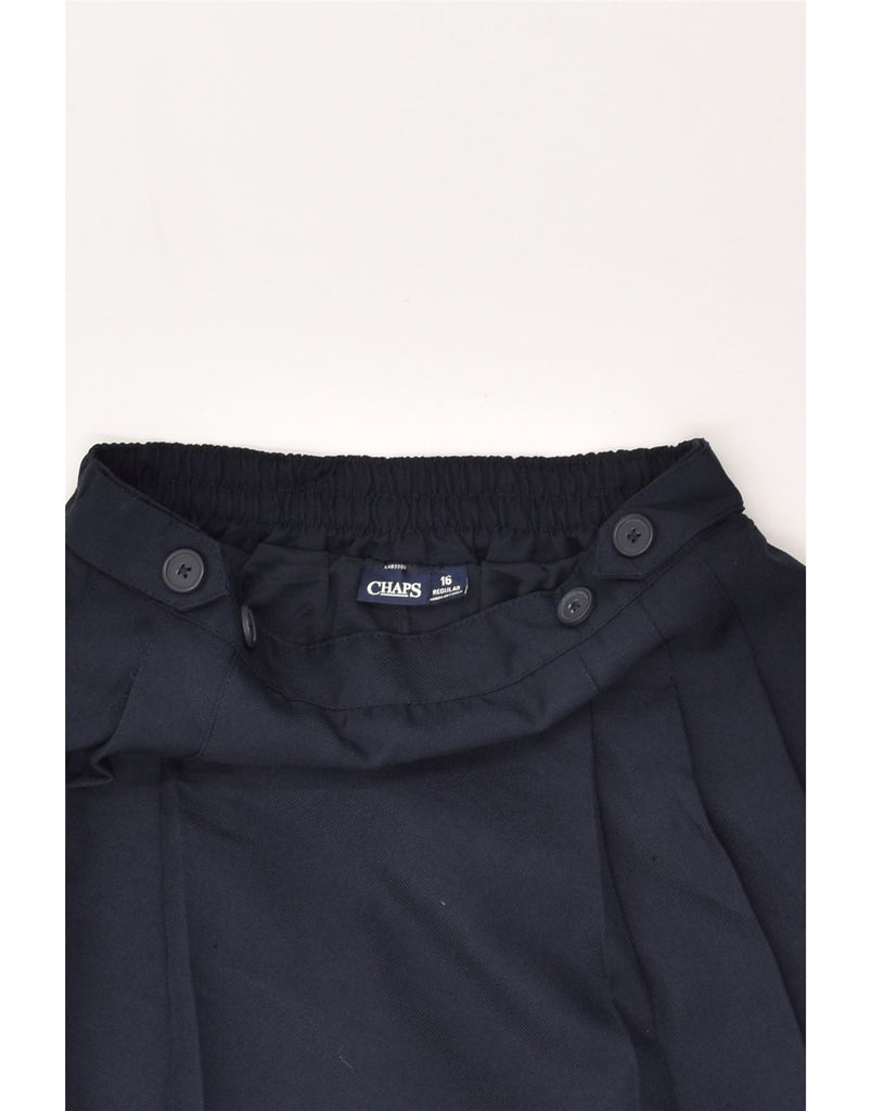 CHAPS Girls Pleated Skirt 15-16 Years W28 Navy Blue Polyester | Vintage Chaps | Thrift | Second-Hand Chaps | Used Clothing | Messina Hembry 