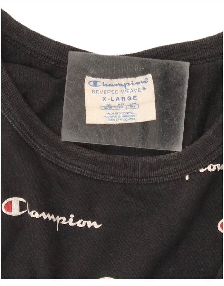 CHAMPION Mens Reverse Weave Graphic T-Shirt Top XL Black