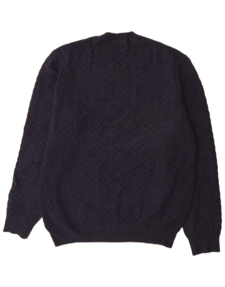 Massimo Dutti Mens Crew Neck Jumper Sweater XL Navy Blue Viscose