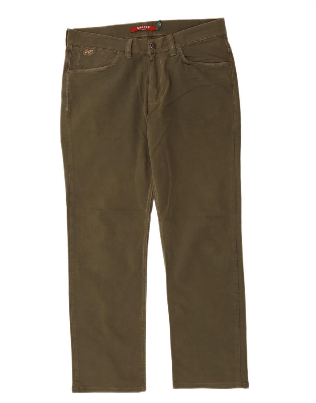 Carrera Mens 700 Straight Casual Trousers W34 L29 Khaki Cotton