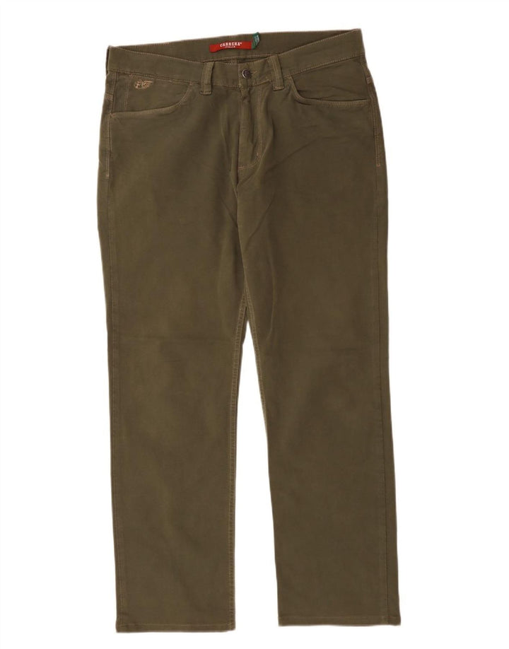 Carrera Mens 700 Straight Casual Trousers W34 L29 Khaki Cotton