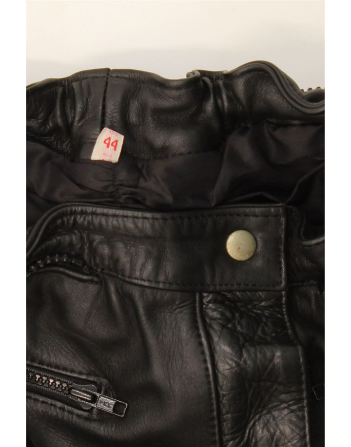 VINTAGE Womens Motorcycle Slim Trousers IT 44 Medium W30 L30 Black Leather Vintage Vintage and Second-Hand Vintage from Messina Hembry 