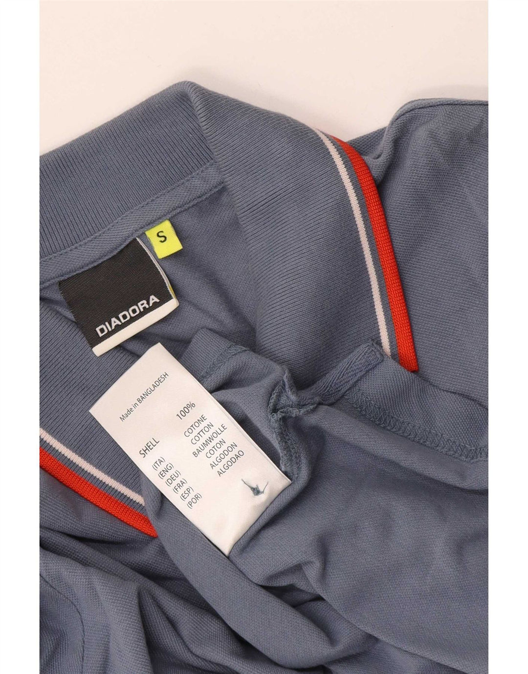 Diadora Mens Long Sleeve Polo Shirt Small Blue Cotton