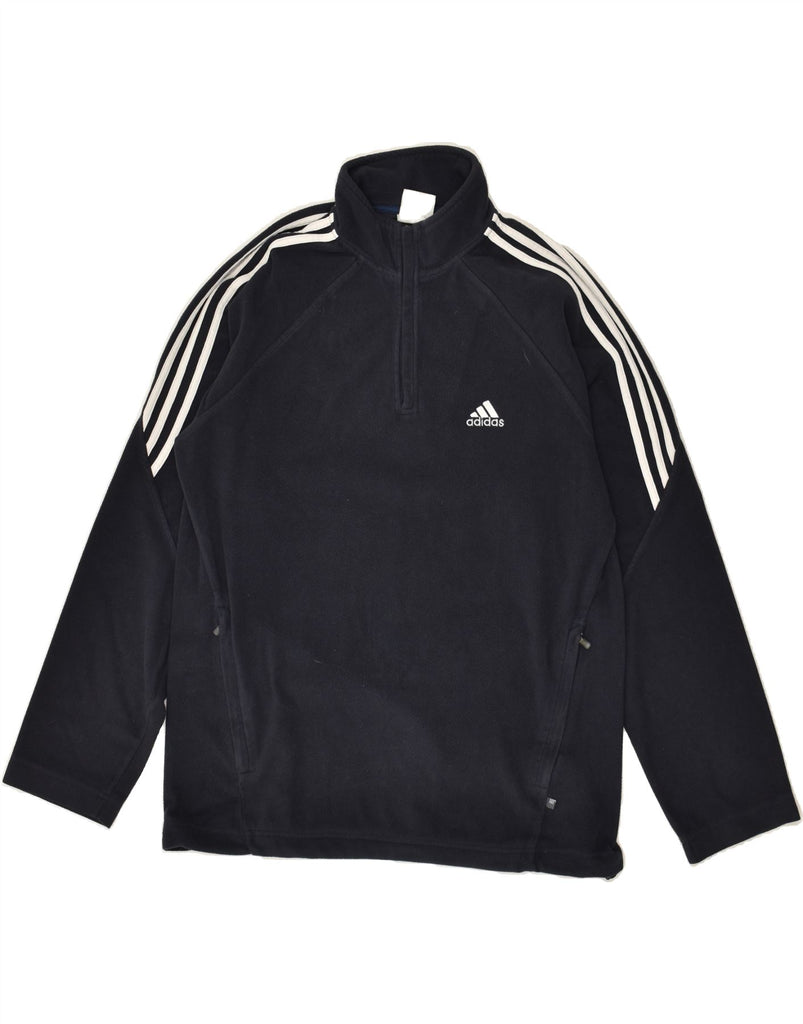 ADIDAS Mens Climawarm Zip Neck Fleece Jumper Small Navy Blue Polyester | Vintage Adidas | Thrift | Second-Hand Adidas | Used Clothing | Messina Hembry 