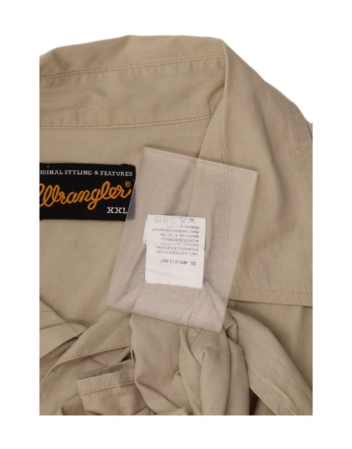 WRANGLER Mens Short Sleeve Shirt 2XL Beige Cotton