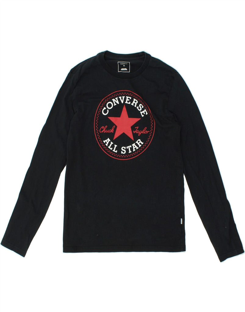 CONVERSE Mens Graphic Top Long Sleeve Small Black Vintage Converse and Second-Hand Converse from Messina Hembry 