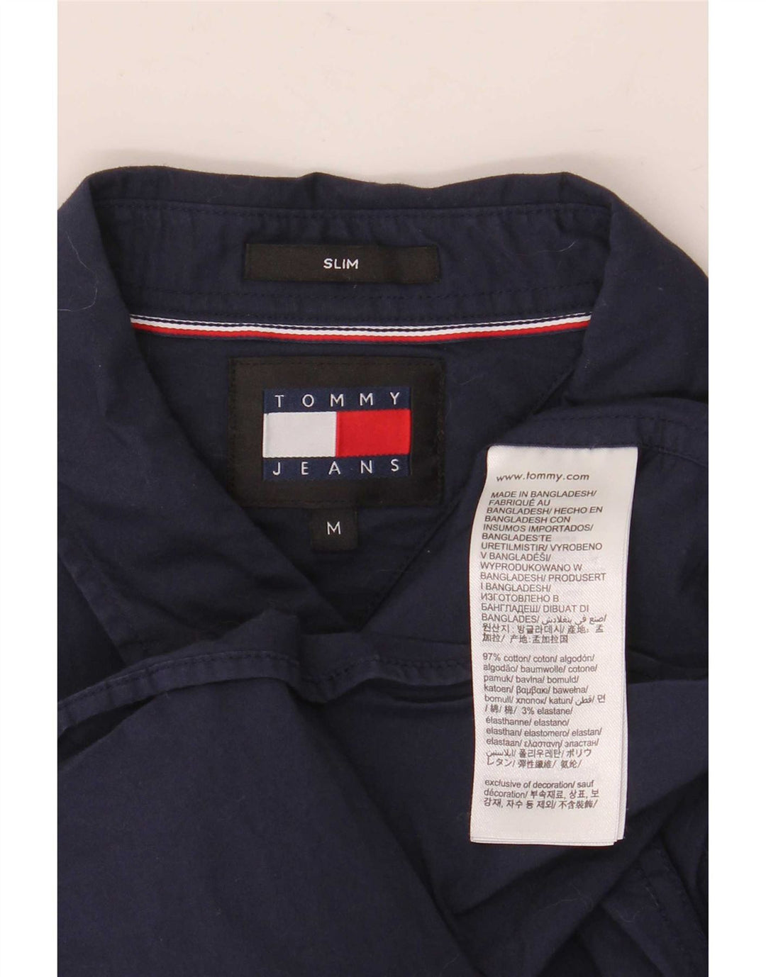 Tommy Hilfiger Mens Slim Shirt Medium Navy Blue Cotton