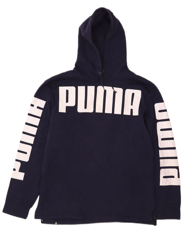 Puma Mens Graphic Hoodie Jumper Medium Navy Blue Cotton