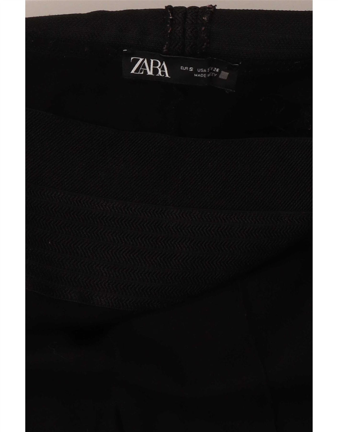 Zara Womens Crop Leggings UK 8 Small Black Herringbone