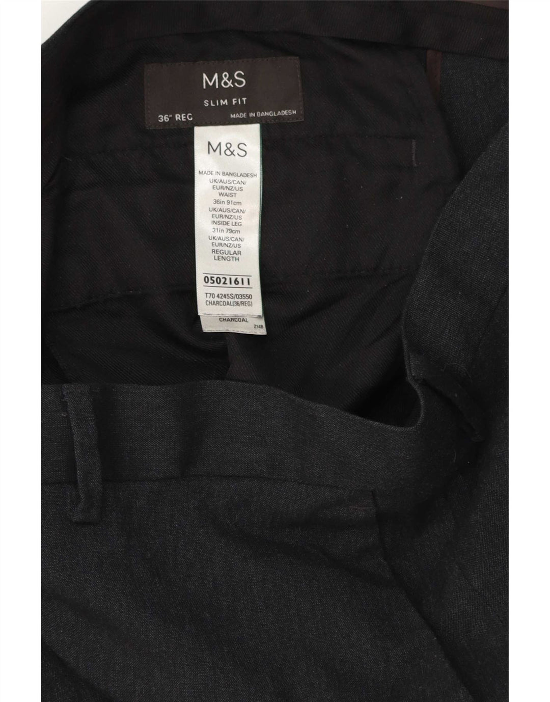 Marks & Spencer Mens Slim Fit Suit Trousers W36 L31 Grey Polyester