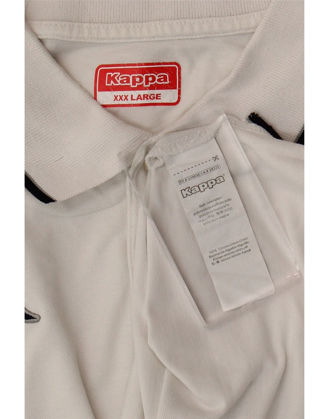 KAPPA Mens Polo Shirt 3XL White Cotton