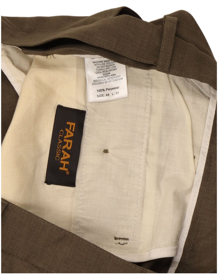 Farah Mens Straight Chino Trousers W44 L31 Khaki Polyester