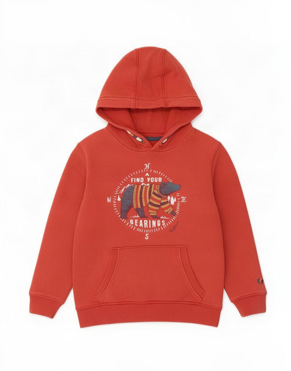 Fat Face Boys Graphic Hoodie Jumper 7-8 Years Red Cotton