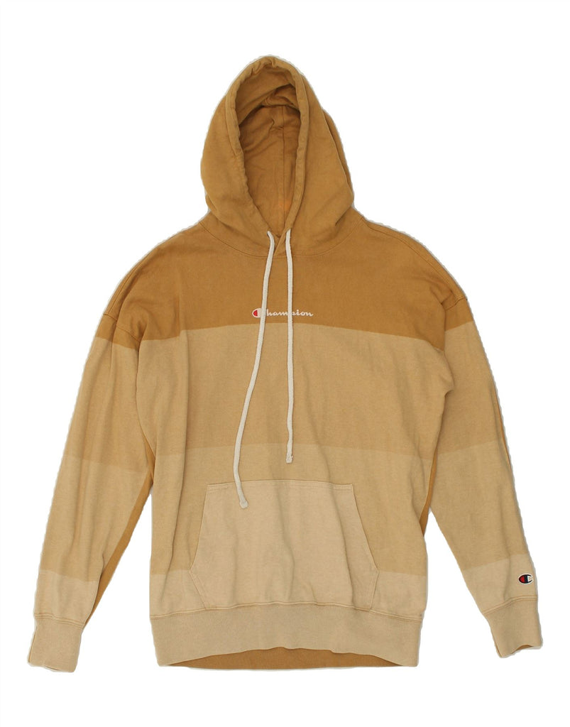 CHAMPION Mens Hoodie Jumper Small Beige Colourblock Vintage Champion and Second-Hand Champion from Messina Hembry 