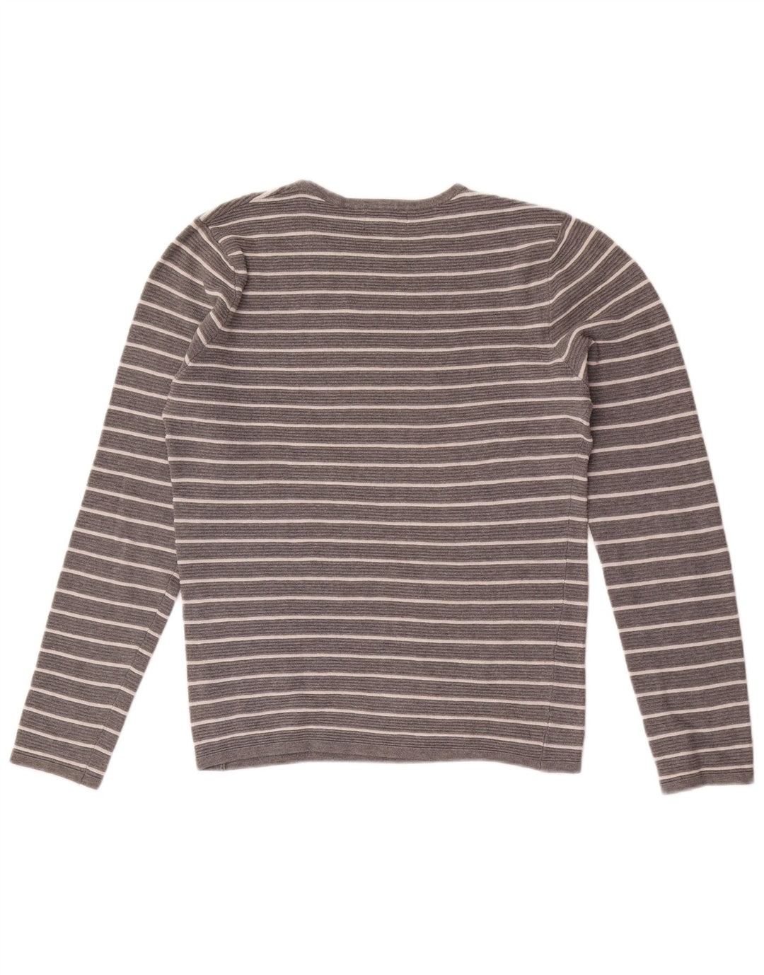 Zara Mens Top Long Sleeve Medium Grey Striped Cotton