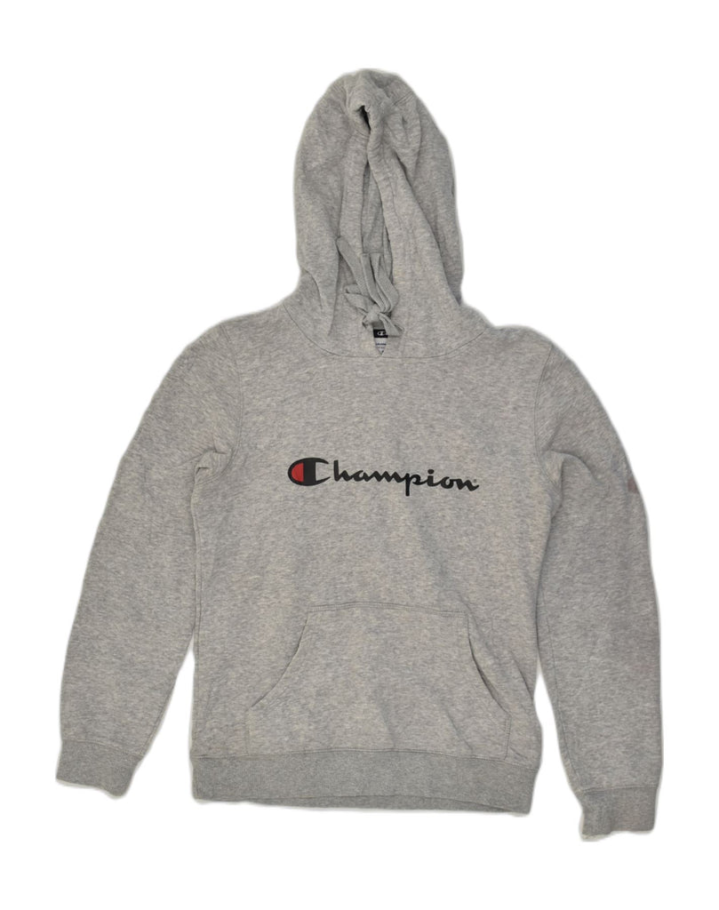 CHAMPION Womens Graphic Hoodie Jumper UK 6 XS Grey Cotton | Vintage Champion | Thrift | Second-Hand Champion | Used Clothing | Messina Hembry 