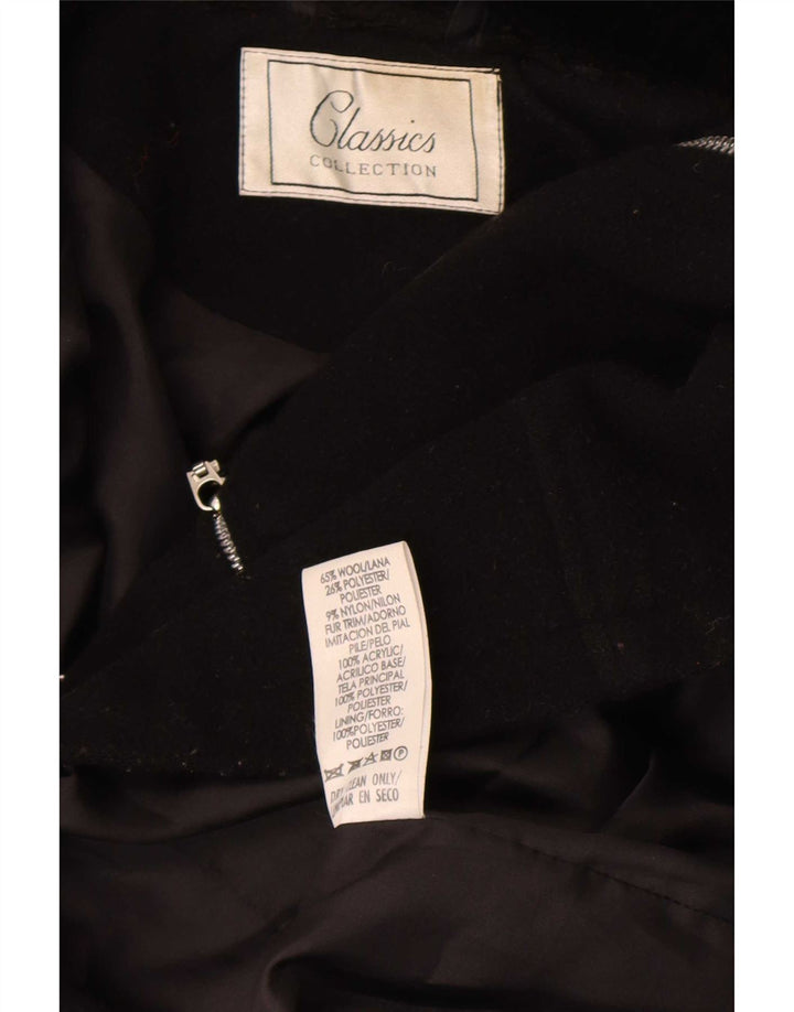 St. Bernard Womens Full Zip Overcoat UK 10 Small Black Wool