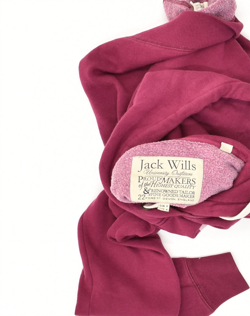 JACK WILLS Womens Graphic Hoodie Jumper UK  8 Small Maroon Cotton | Vintage Jack Wills | Thrift | Second-Hand Jack Wills | Used Clothing | Messina Hembry 