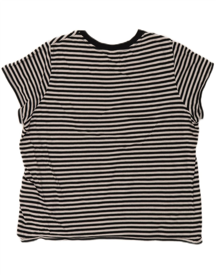 LEVI'S Womens T-Shirt Top UK 18 XL Black Striped Cotton