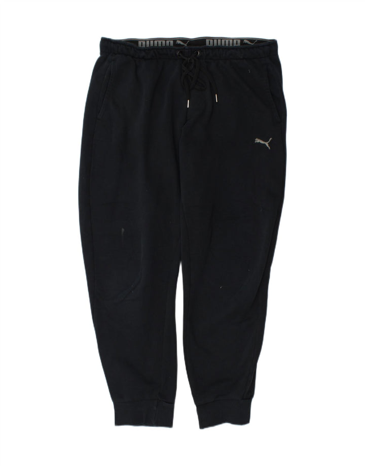 PUMA Mens Graphic Tracksuit Trousers Joggers Large  Navy Blue Vintage Puma and Second-Hand Puma from Messina Hembry 