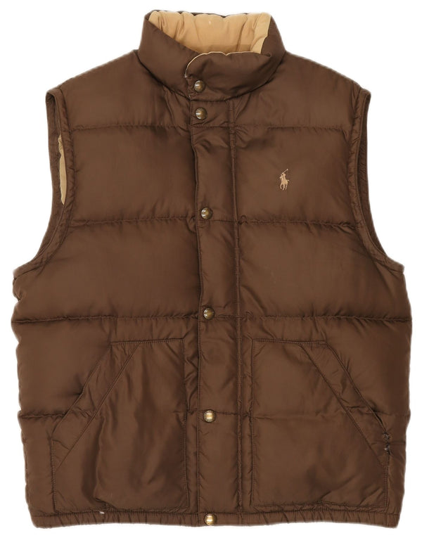Ralph Lauren Mens Padded Gilet UK 38 Medium Brown Polyester