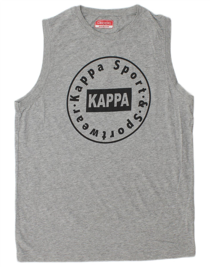 Kappa Mens Graphic Vest Top Medium Grey Flecked Cotton