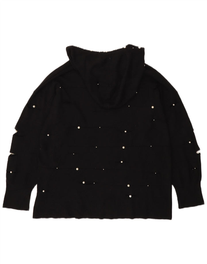 Zara Womens Hooded Oversized Jumper Sweater UK 10 Small Black