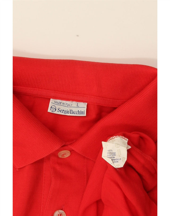 Sergio Tacchini Mens Polo Shirt Large Red Cotton