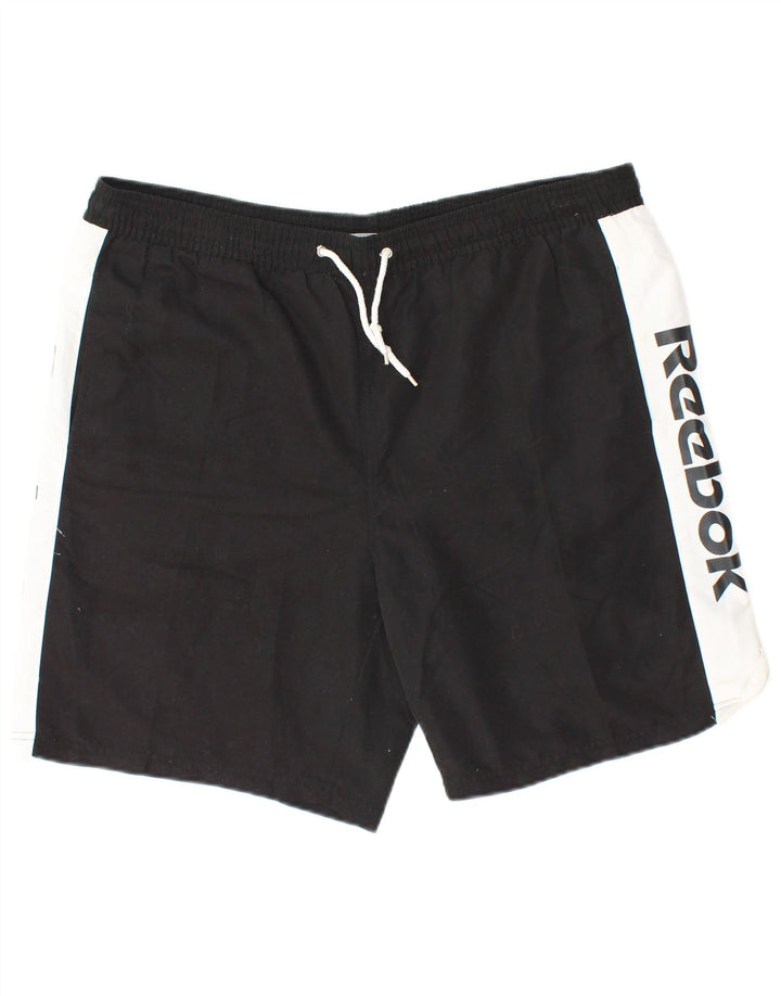 REEBOK Mens Graphic Sport Shorts XL  Black Colourblock Polyester