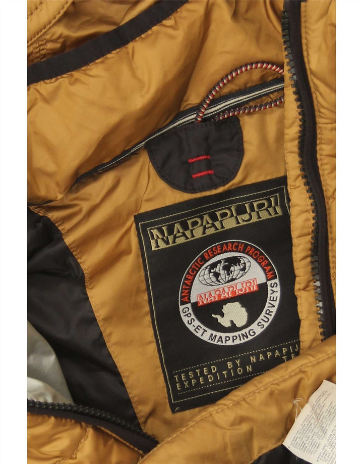 Napapijri Womens Hooded Padded Jacket UK 10 Small Gold Polyester